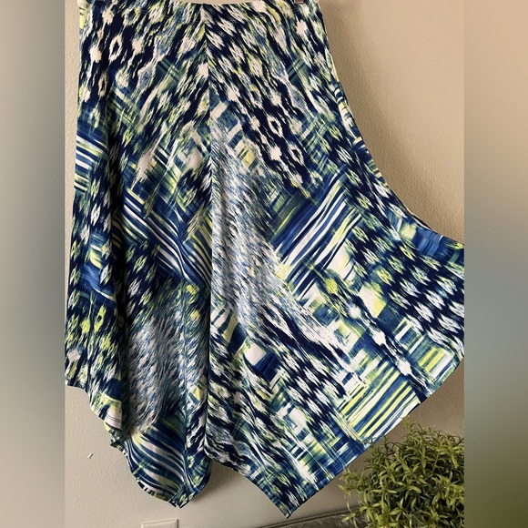 Chicos Hailey Hanky Blue Maxi Skirt Ikat Print Stretch Knit Size 2 Large/Xl EUC - Picture 5 of 13